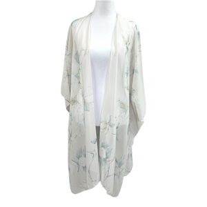 JCSunny Sheer Open Front Cardigan Floral Long Kimono Lightweight Layer One Size